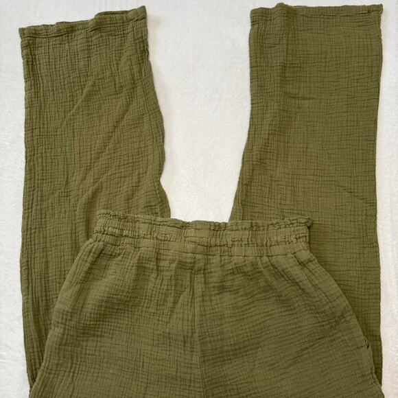 Green boho cotton trousers style - Picture 3 of 4